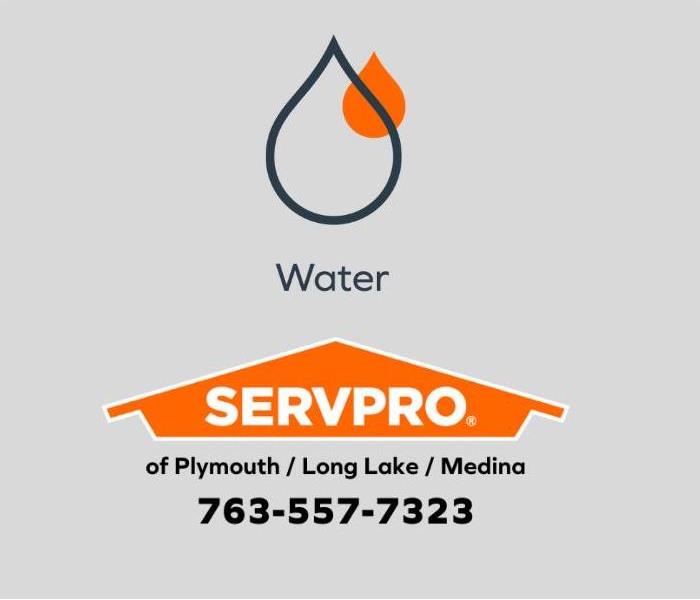 Black & orange water droplet with a SERVPRO house logo underneath it.